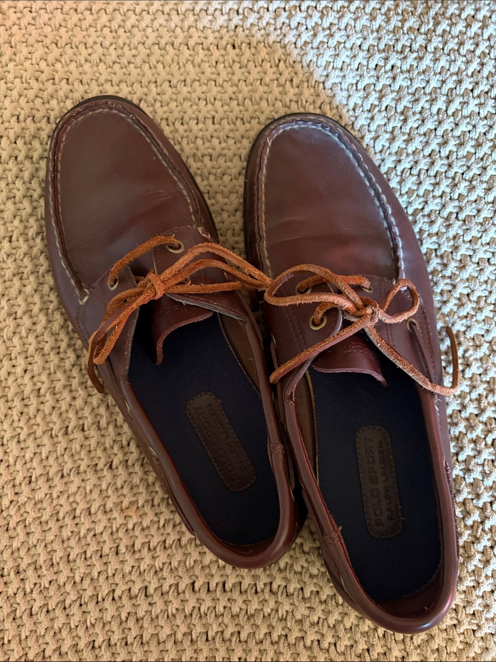 Polo by Ralph Lauren Men's Brown Leather Lace Boat Loafers Shoes Size 12 D